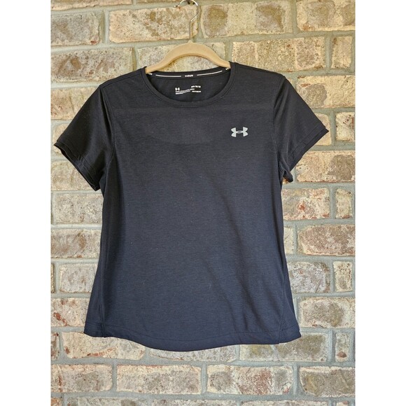 ALK Women's M Under Armour UA Black Open Back SS Tee T-Shirt Shirt Tee Top EUC - Picture 2 of 3
